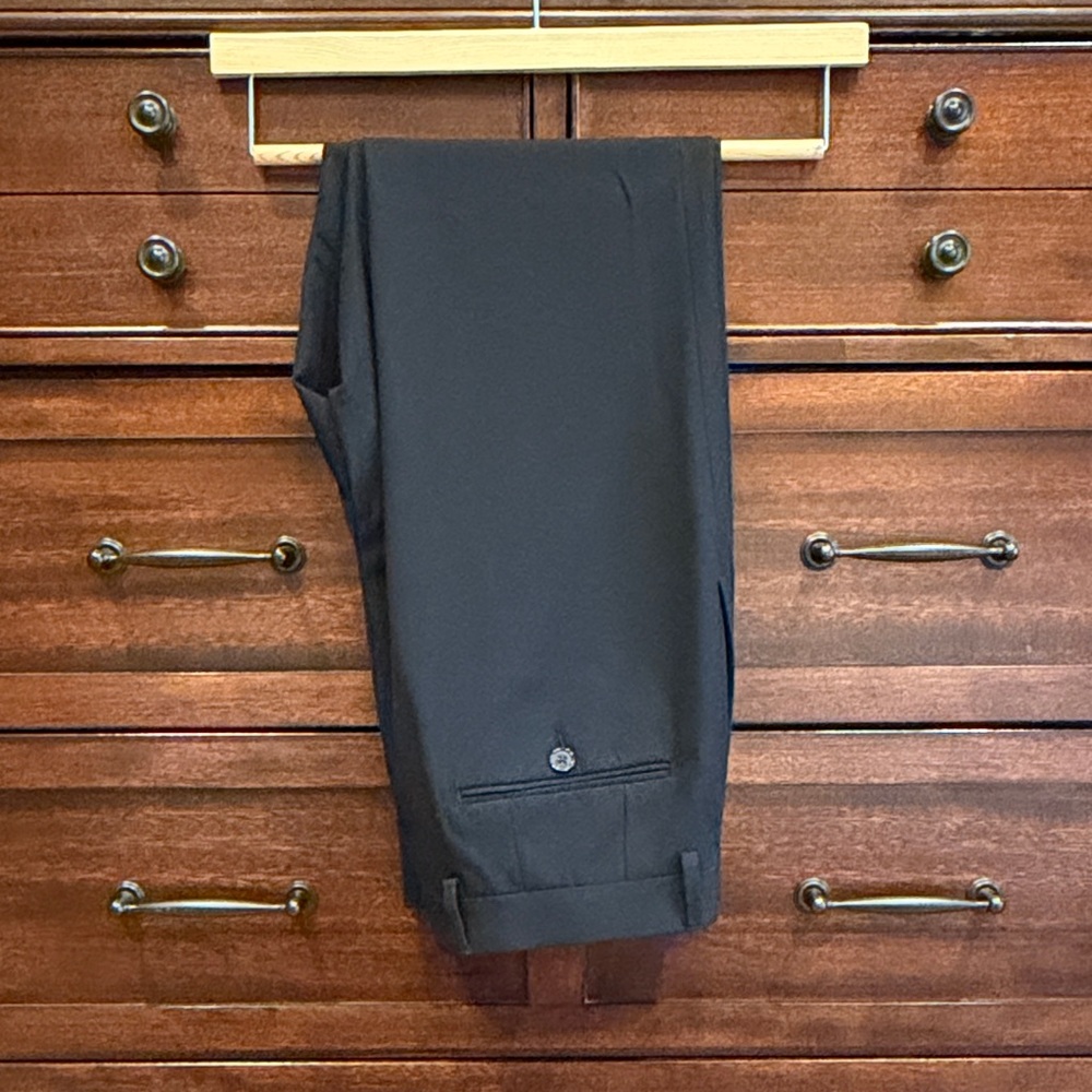 Chaps Mens Black Flat Front Stretch Dress Pants 32x30 Slim Formal Work